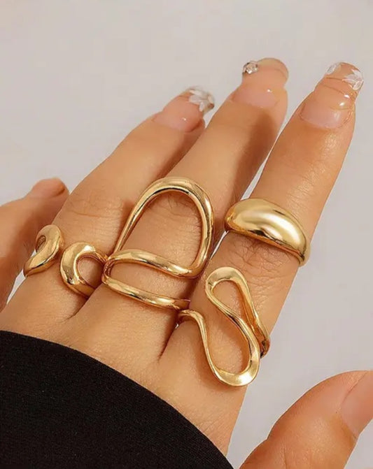 Latest Style Gold Plated Set of 4 midi Figure Rings