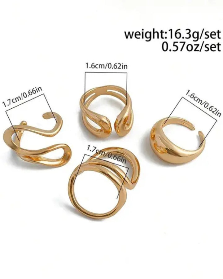 Latest Style Gold Plated Set of 4 midi Figure Rings